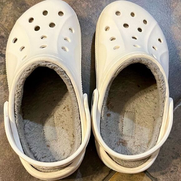 Crocs Kids White Lined Slingback Clogs 3 J 5 - Picture 10 of 12